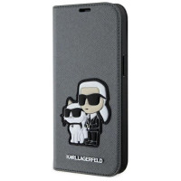 Karl Lagerfeld KLBKP14SSANKCPG iPhone 14 6.1" bookcase silver/silver Saffiano Karl & Choupette