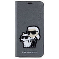Karl Lagerfeld KLBKP14SSANKCPG iPhone 14 6.1" bookcase silver/silver Saffiano Karl & Choupette