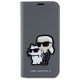 Karl Lagerfeld KLBKP14SSANKCPG iPhone 14 6.1" bookcase silver/silver Saffiano Karl & Choupette