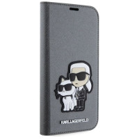 Karl Lagerfeld KLBKP14SSANKCPG iPhone 14 6.1" bookcase silver/silver Saffiano Karl & Choupette