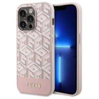 Guess GUHMP14LHGCFSEP iPhone 14 Pro 6.1" pink/pink hard case GCube Stripes MagSafe