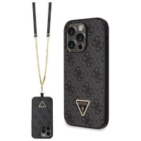 Guess GUHCP14LP4TDSCPK case for iPhone 14 Pro - black Crossbody 4G Metal Logo