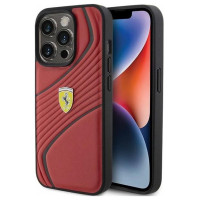 Ferrari Twist Metal Logo case for iPhone 15 Pro - red