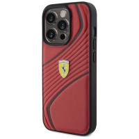 Ferrari Twist Metal Logo case for iPhone 15 Pro - red