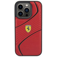 Ferrari Twist Metal Logo case for iPhone 15 Pro - red