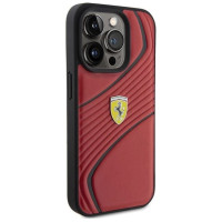 Ferrari Twist Metal Logo case for iPhone 15 Pro - red