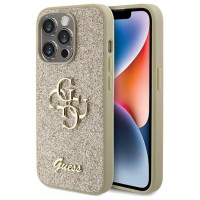 Guess Glitter Script Big 4G iPhone 15 Pro Case - Gold