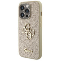 Guess Glitter Script Big 4G iPhone 15 Pro Case - Gold