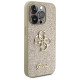 Guess Glitter Script Big 4G iPhone 15 Pro Case - Gold