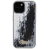 Guess Sequin Script Metal case for iPhone 15 - silver
