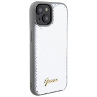 Guess Sequin Script Metal case for iPhone 15 - silver