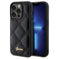 Guess Quilted Metal Logo case for iPhone 15 Pro Max - black