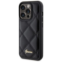 Guess Quilted Metal Logo case for iPhone 15 Pro Max - black