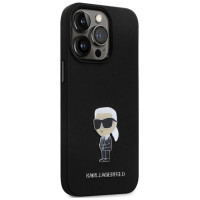 Karl Lagerfeld KLHCP13LSMHKNPK case for iPhone 13 Pro / 13 - black Silicone Ikonik Metal Pin