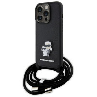 Karl Lagerfeld Crossbody Saffiano Metal Pin Karl & Choupette case for iPhone 15 Pro - black