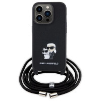 Karl Lagerfeld Crossbody Saffiano Metal Pin Karl & Choupette case for iPhone 15 Pro - black
