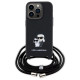 Karl Lagerfeld Crossbody Saffiano Metal Pin Karl & Choupette case for iPhone 15 Pro - black