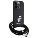Karl Lagerfeld Crossbody Saffiano Metal Pin Karl & Choupette case for iPhone 15 Pro - black
