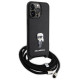 Karl Lagerfeld Crossbody Saffiano Monogram Metal Pin Karl & Choupette Case for iPhone 15 Pro Max - Black