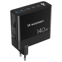 Wozinsky CGWCB 140W GaN wall charger 3 x USB-C / 2 x USB-A - black