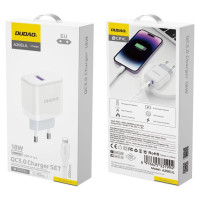 Dudao A20EU USB-A 18W network charger - white + USB-A - Lightning cable