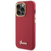 Guess Silicone Script Metal Logo & Frame case for iPhone 15 Pro - red