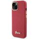 Guess Silicone Script Metal Logo & Frame case for iPhone 15 - red