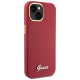 Guess Silicone Script Metal Logo & Frame case for iPhone 15 - red