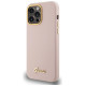 Guess Silicone Script Metal Logo & Frame case for iPhone 15 Pro Max - pink