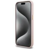 Guess Silicone Script Metal Logo & Frame case for iPhone 15 Pro Max - pink