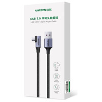 Ugreen US385 USB-A / USB-C 90º 5Gb/s 3A 1m angled cable - black