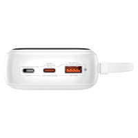 Baseus Qpow Pro+ 20000mAh 22.5W powerbank with built-in USB-C cable and display - white