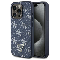 Guess 4G Triangle Metal Logo case for iPhone 15 Pro - blue