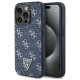 Guess 4G Triangle Metal Logo case for iPhone 15 Pro - blue