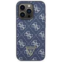 Guess 4G Triangle Metal Logo case for iPhone 15 Pro - blue