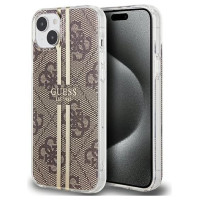 Guess IML 4G Gold Stripe case for iPhone 15 Plus / 14 Plus - brown