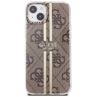 Guess IML 4G Gold Stripe case for iPhone 15 Plus / 14 Plus - brown
