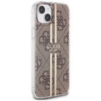 Guess IML 4G Gold Stripe case for iPhone 15 Plus / 14 Plus - brown