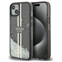 Guess Liquid Glitter Gold Stripes case for iPhone 15 / 14 / 13 - black