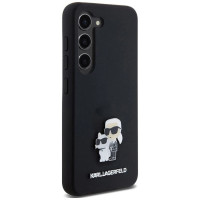 Karl Lagerfeld Silicone Karl&Choupette Metal Pin case for Samsung Galaxy S23 - black