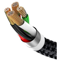 Baseus Three Primary Colors 3in1 USB-A - micro USB / Lightning / USB-C 3.5A cable 0.3 m - black