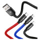 Baseus Three Primary Colors 3in1 USB-A - micro USB / Lightning / USB-C 3.5A cable 0.3 m - black