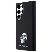 Karl Lagerfeld Silicone Karl&Choupette Metal Pin case for Samsung Galaxy S24 Ultra - black