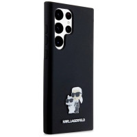 Karl Lagerfeld Silicone Karl&Choupette Metal Pin case for Samsung Galaxy S24 Ultra - black