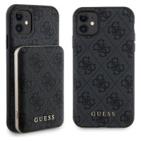 Guess 4G Metal Logo case set for iPhone 11 + 5000mAh MagSafe power bank - black