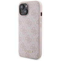 Guess 4G Metal Logo case set for iPhone 15 + 5000mAh MagSafe power bank - pink