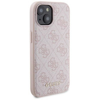Guess 4G Metal Logo case set for iPhone 15 + 5000mAh MagSafe power bank - pink