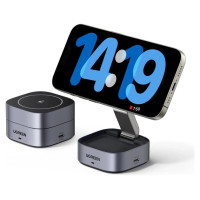 Ugreen W526 3in1 MagSafe / Qi inductive charger for phone / headphones with USB-C port - black