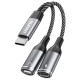 Dudao L13C+ 2in1 USB-C Adapter - Gray