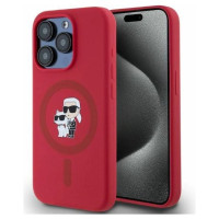 Karl Lagerfeld Silicone Karl&Choupette Heads Ring MagSafe Case for iPhone 15 Pro - Red